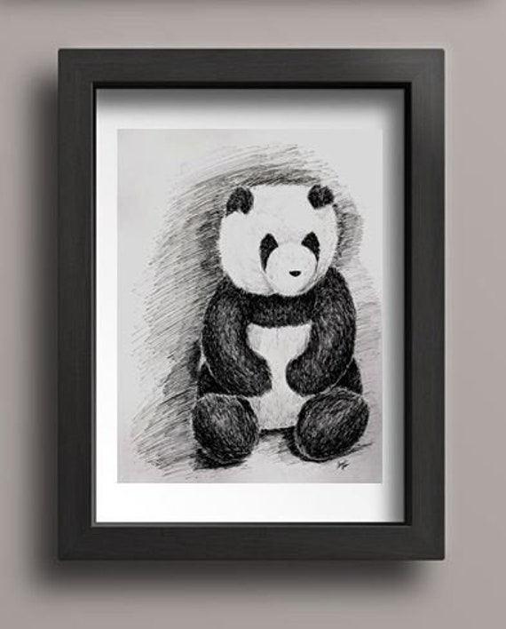 Panda Stuffed Animal Black and White Art Print Drawing by - Etsy Panda Stuffed Animal Black and White Art Print Drawing by - Etsy