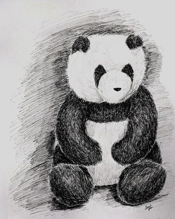 Panda Stuffed Animal Black and White Art Print Drawing by - Etsy Canada Panda Stuffed Animal Black and White Art Print Drawing by - Etsy Canada