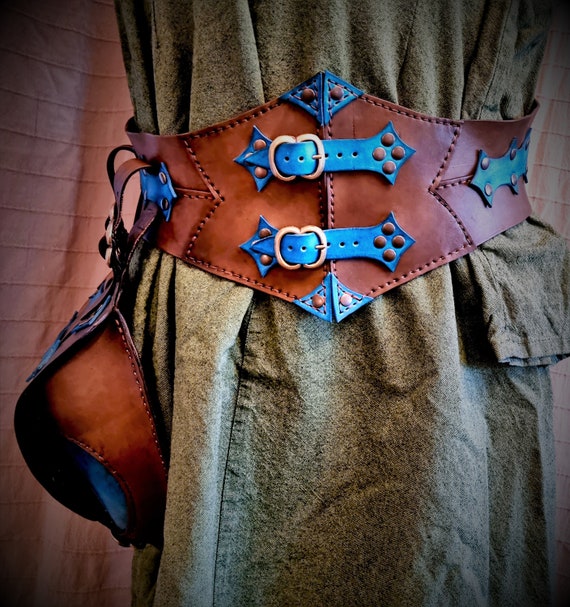 Medieval Leather Corset Belt Optionally With or Without Belt Bag