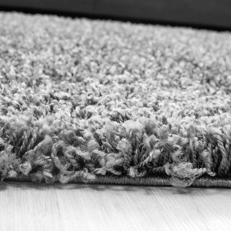 Shaggy Hochflor Langflor Teppich Soft Wohnzimmerteppich Hellgrau Einfarbig Bild 3