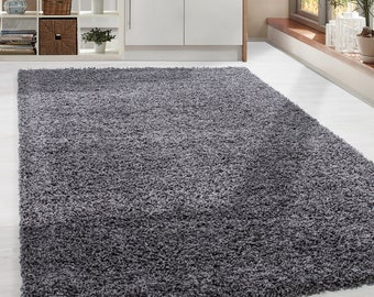 Shaggy Hochflor Langflor Teppich Soft Wohnzimmerteppich Farbe Grau Einfarbig