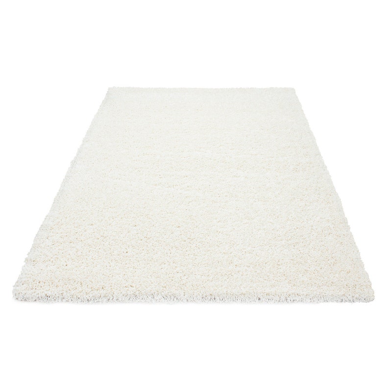 Shaggy Hochflor Langflor Teppich Soft Wohnzimmerteppich Einfarbig Cream Creme Bild 4