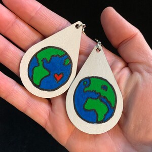 Earth Centered Hand-Painted Wooden Earrings