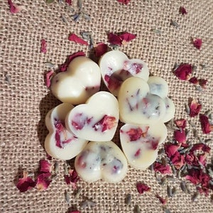 Heart Shaped Essential Oil Bath Melts. Luxury Rose scented bath melts