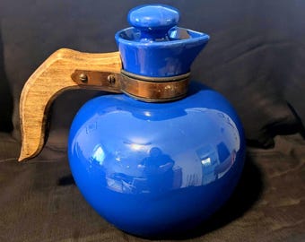 Jarra y tapón de cerámica Hollydale de California, estilo años 30, con esmalte azul cobalto.