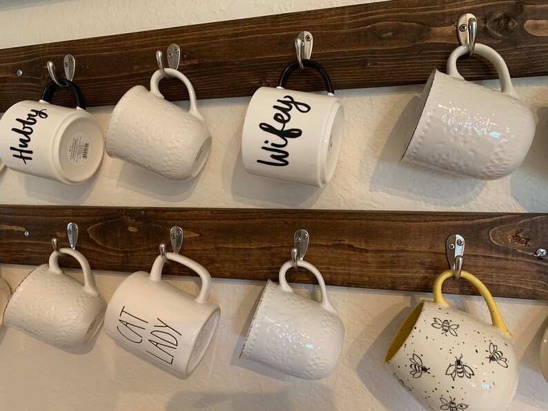 Rustic Mug Holder Rack Hook Etsy
