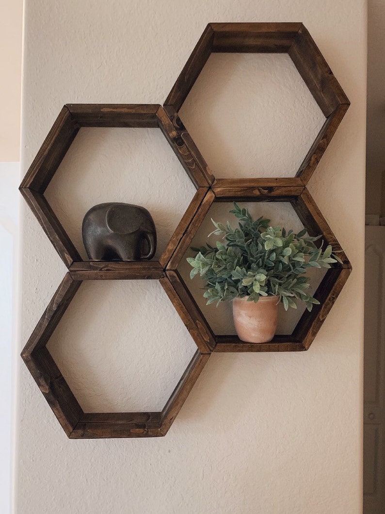 Hexagon // Shelves SOLID WOOD Etsy