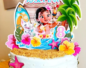 Topper na tort z motywem Moany, urodziny małej Moany, przyjęcie z motywem małej Moany, dekoracje na przyjęcie z motywem Moany, akcesoria na przyjęcie z motywem Moany, impreza tematyczna z motywem Moany, dekoracje z motywem Moany