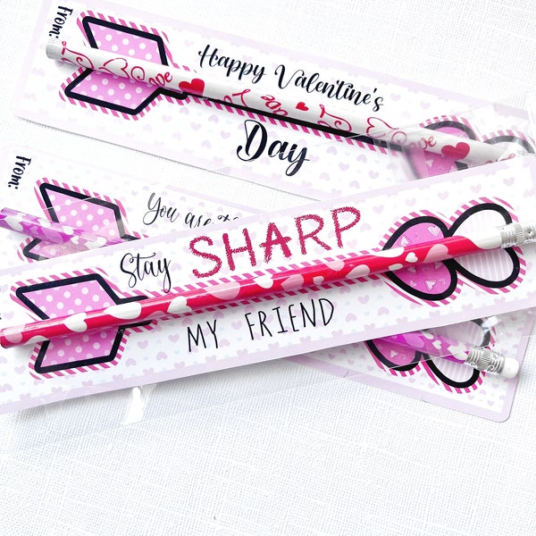 Assembled Valentine’s Day Pencil Favors, Valentine’s Day Pencils Gifts, Classroom Gift for Valentine,Candy-Free Valentine’s day Party Favors