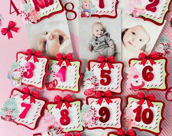Christmas First Birthday Photo Banner, Oh What Fun it is to Be One, Christmas Monthly Banner, Christmas Milestone Banner, Monthly Photo 0021