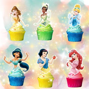 Princess Cupcake Toppers, Princess Party, Princess Toppers, Princess Theme,  Princess Decorations, Birthday Princess Party, Disney Princess