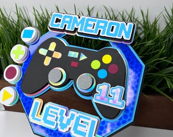 Topo de bolo de videogame, festa de controle, festa de jogos, aniversário de controle, decoração de videogame, festa de jogador de videogame, aniversário de nível superior 0003