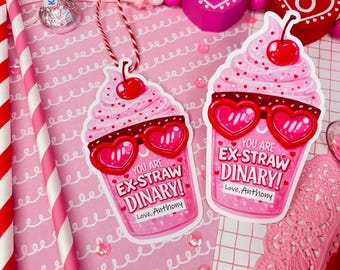 Personalized Valentine Straw Tags for Kids, Classroom Valentine Gift Tags, Valentine Favors, Crazy Straws Valentines, School Valentine Tags