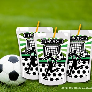 Soccer Juice Pouch Labels, Soccer Birthday, Football Party, Soccer Party Favors, Soccer Themed, Football Themed, Soccer Party decor 0004