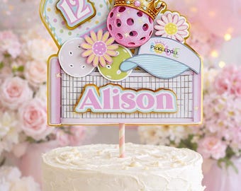 Pickleball Cake Topper, Pickleball Party Theme, Pickle Theme Party,  Pickle Princess Cake Topper, Pickleball Party Decor, Pickleball Lover