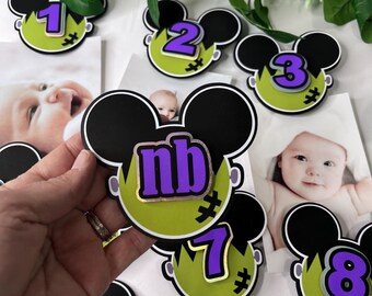 Halloween-milstolpsbanderoll, Musse Pigg Halloween-banderoll, Musse Piggs förstaårsfotobanderoll, Halloween-tema, Musse Piggs förstaårs-Halloweenbanderoll