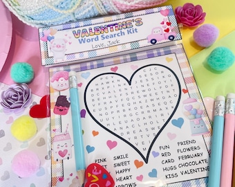 Personalized Valentine Word Search kit, Classroom Valentine Gift, School Valntine gifts, Valentine Activity Sheet, Classroom Favors