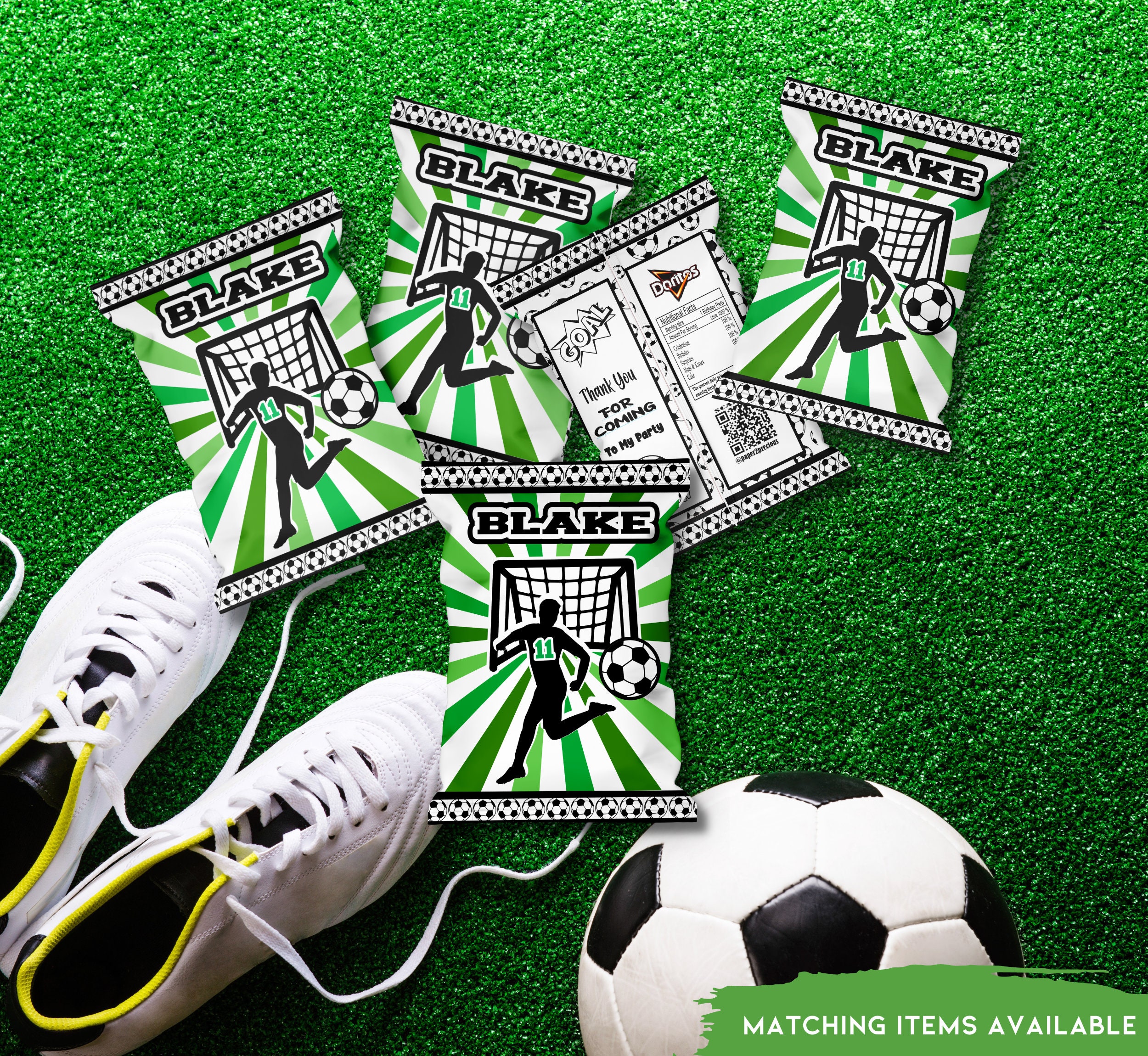PH 100 pezzi Borse regalo in plastica, tema calcio, con laccio