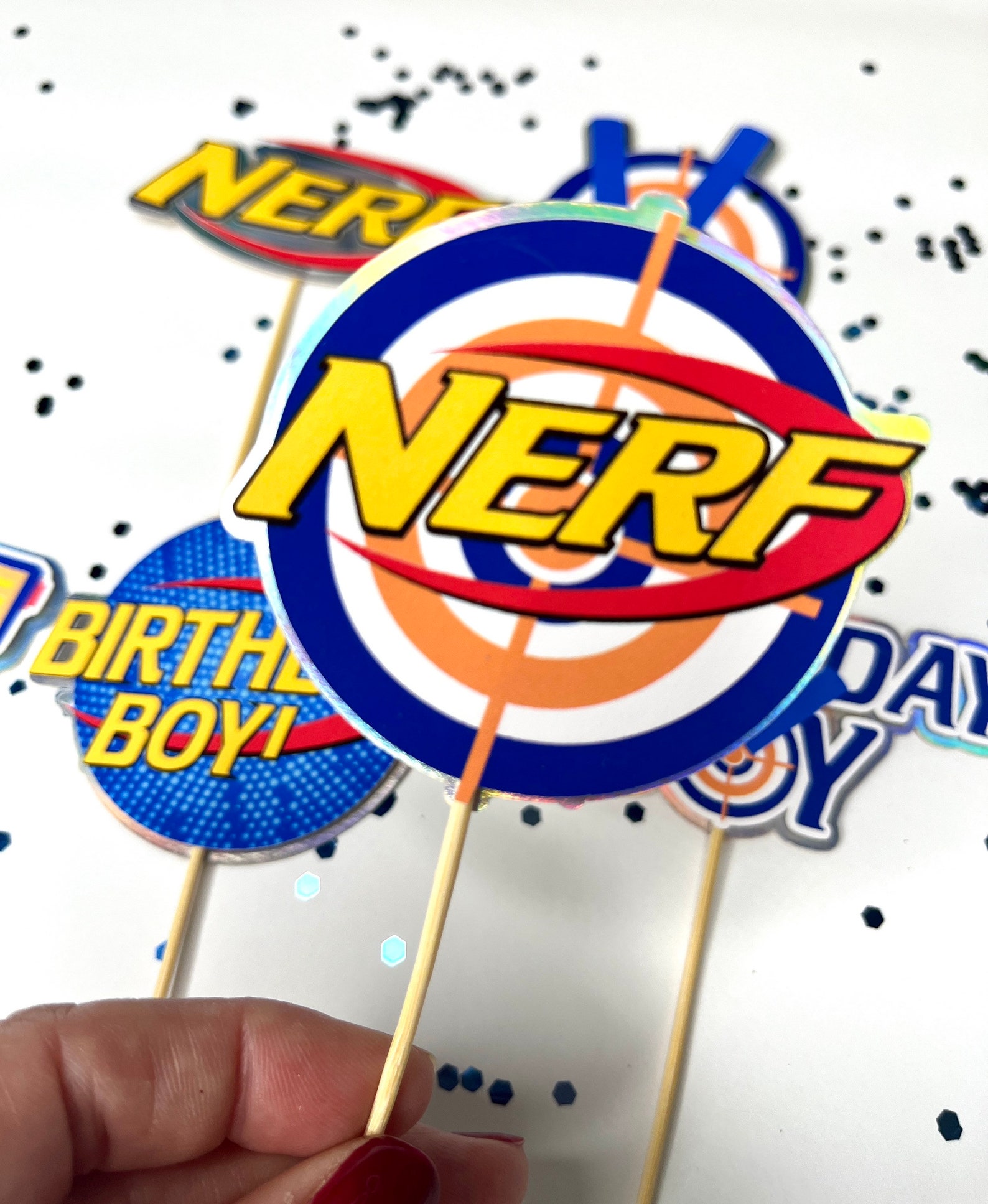 Inspired Nerf Battle Cupcake Toppers Nerf Party Decoration Etsy