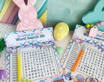Easter Word Search Kit for Kids Classroom Favors Easter Party Favor Non Candy Gift Student Gifts Bunny Activity Word Search with pencils