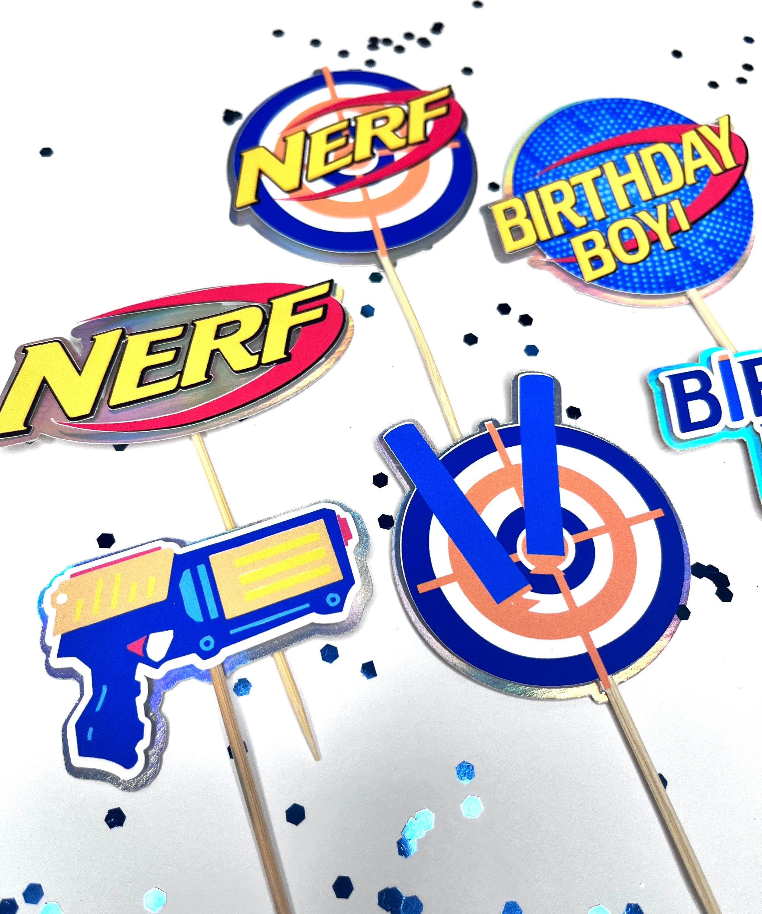 Inspired Nerf Battle Cupcake Toppers Nerf Party Decoration Etsy