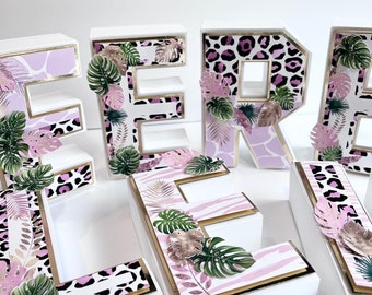 Safari Animal Print 3D Letters, will one Birthday Party Decor