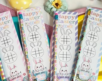 Personalized Easter Pencil Favors Kids Classroom Gifts Easter Basket Stuffers Party Favors Student Gifts Bunny Tic Tac Toe Easter Treats