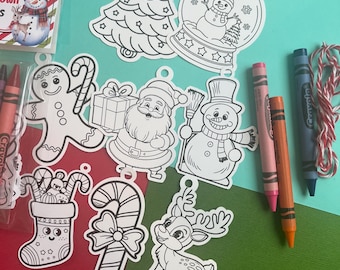 DIY Color Your Own Ornaments Kit, Christmas DIY Ornament Kit, Classroom Christmas Favors, School Gifts  Christmas Kits for kids