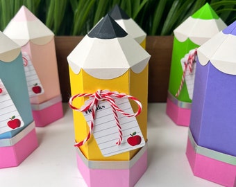 Back to School Favor Boxes, Pencil Favor Boxes, Back to School Birthday, Teachers Gifts, School Gift Box, Fillable Pencil Box, Pencil Boxes
