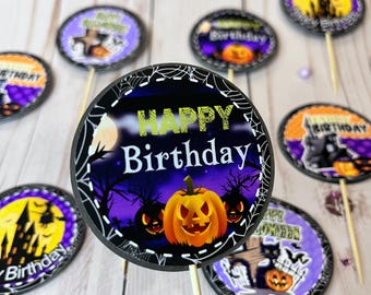 Halloween-födelsedagsmuffinsdekorationer: Festdekorationer