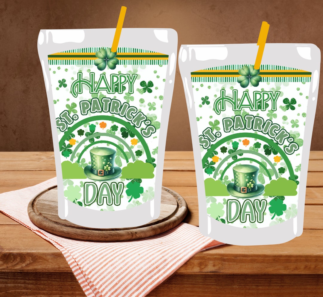 St. Patrick's Day Capri Sun Labels, Lucky Shamrock Juice Pouch Wrapper ...