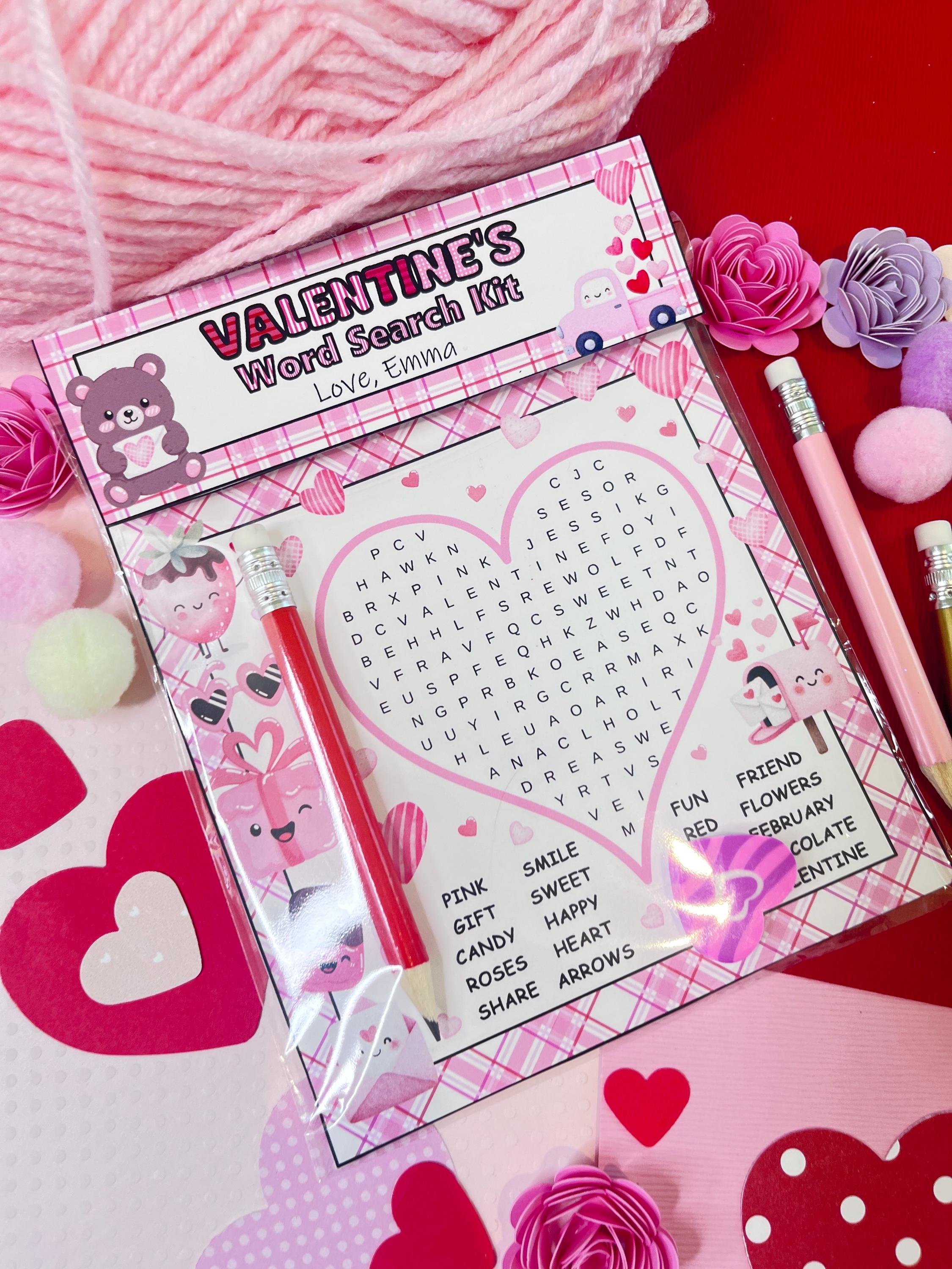 Personalized Valentine Word Search Kit for Kids, Non-candy Classroom ...