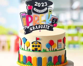 Topo de bolo para formatura pré-escolar, decorações para festa de formatura de jardim de infância, topo de bolo para formatura pré-escolar, decoração para festa de formatura