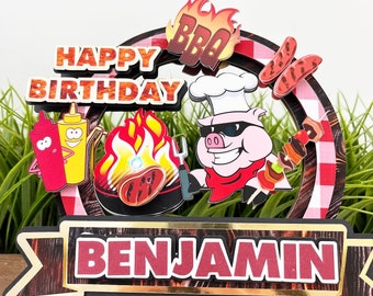 BBQ Cake Topper, BBQ Birthday, Grilling Cake Topper, Bbq Party, BBQ Decor, Bbq Grill Party, Grill Party, Barbecue Party, Barbecue Grill 0030