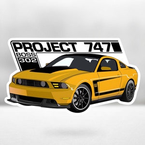 Mustang Boss 302, calcomanía Boss 302, Boss 302 2012, amarillo brillante, calcomanía Boss 302, regalo Boss 302, idea de regalo Boss 302, cumpleaños Boss 302