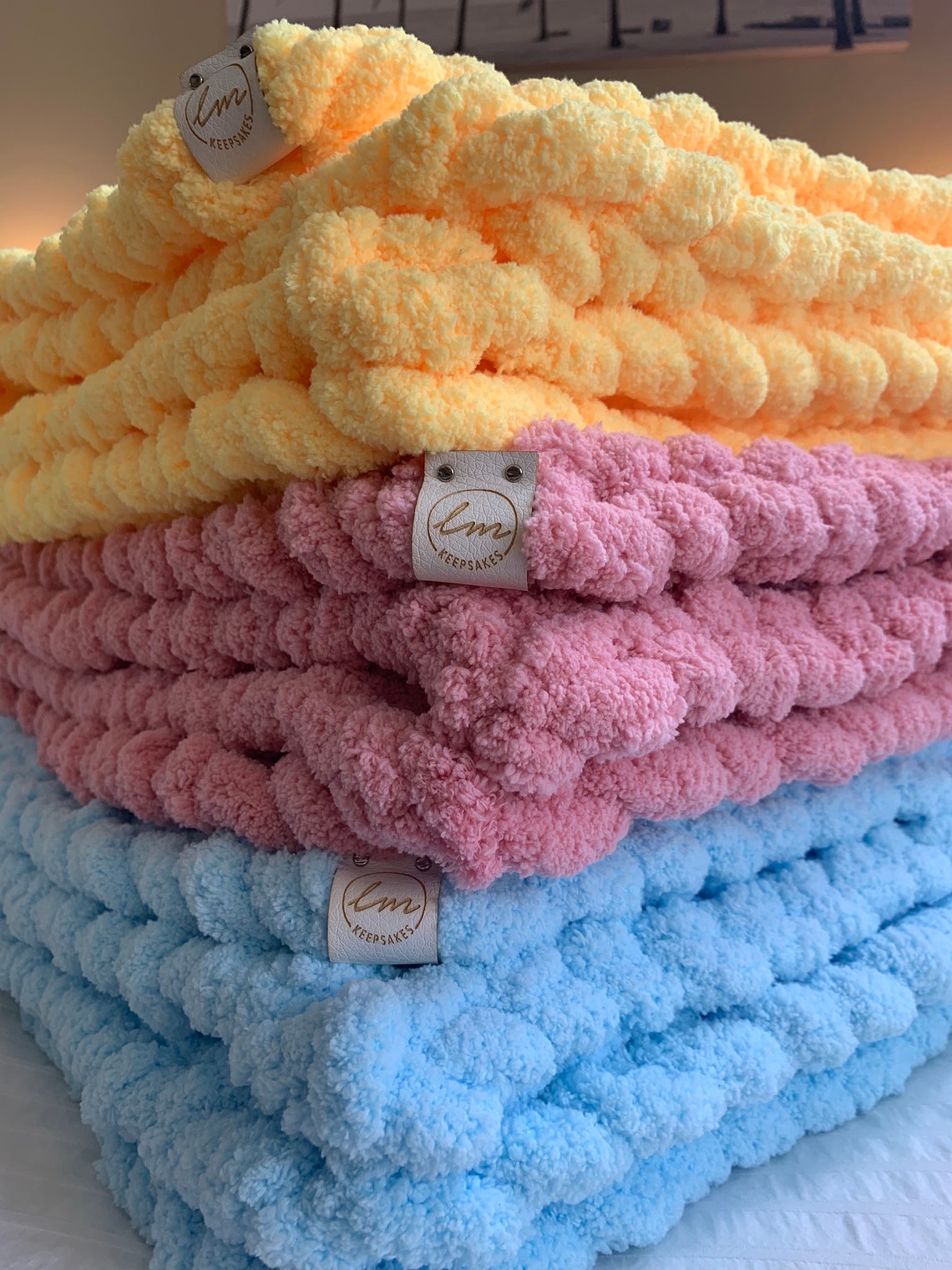 Chunky Knit Yellow Blanket Chunky Soft Chenille Baby Blanket Etsy