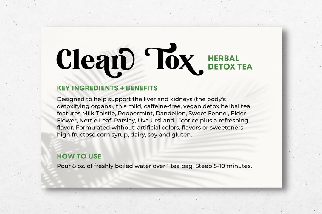 Arbonne Cleantox Herbal Detox Tea Sample Card 4 X Etsy