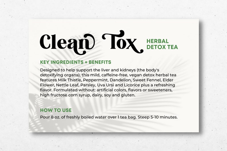 Arbonne Cleantox Herbal Detox Tea Sample Card 4 X 6 Digital File