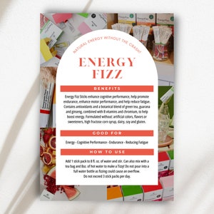 Voorbeeldkaart Arbonne Energy Fizz | 5 x 7 inch | ALLEEN digitale download | Downloaden en afdrukken 