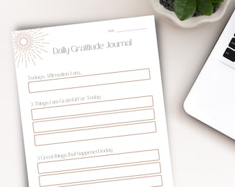 Diario de gratitud diario, PDF imprimible / 8,5 x 11 pulgadas / Descarga digital