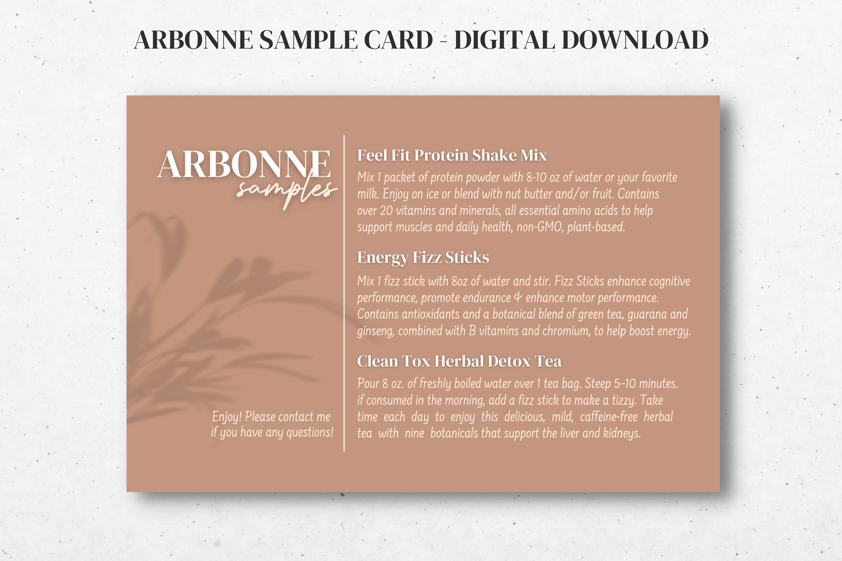 Arbonne | Sample Card | Digital Download ONLY | Download + Print ...
