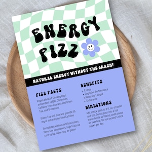 Voorbeeldkaart Arbonne Energy Fizz | Digitaal bestand van 5 x 7 inch, blauw en blauwgroen | ALLEEN digitale download | Downloaden en afdrukken 