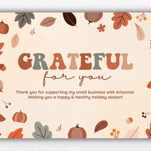 Kaart Arbonne dankbaar voor jou | Thanksgiving-kaart | Digitale download | 5 x 7 inch voor- en achterkant