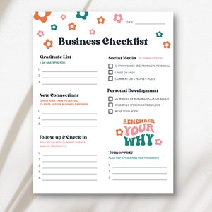 Dagelijkse zakelijke checklist voor netwerkmarketing | 8,5 x 11 pdf | Digitale download