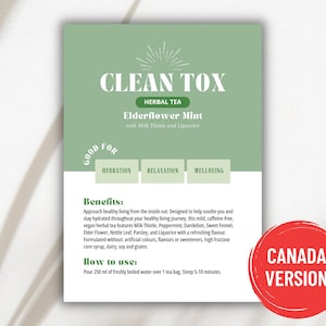 Proefkaart Arbonne CleanTox kruidenthee - CANADA-versie | Digitaal bestand van 5 x 7 inch | ALLEEN digitale download | Downloaden en afdrukken 