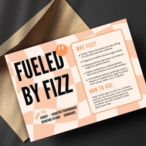 Carte Alimentée par Fizz | Damier orange, 5 x 7 pouces | Version américaine | Téléchargement numérique uniquement