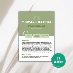 Arbonne Morning Matcha-kaart | Digitaal bestand van 5 x 7 inch | Amerikaanse versie | ALLEEN digitale download