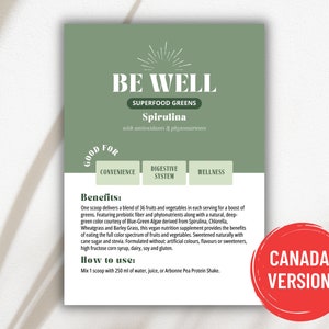 Arbonne BeWell Greens-voorbeeldkaart - CANADA-versie | Digitaal bestand van 5 x 7 inch | ALLEEN digitale download | Downloaden en afdrukken 
