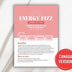 Arbonne Energy Fizz-voorbeeldkaart - CANADA-versie | Digitaal bestand van 5 x 7 inch | ALLEEN digitale download | Downloaden en afdrukken 