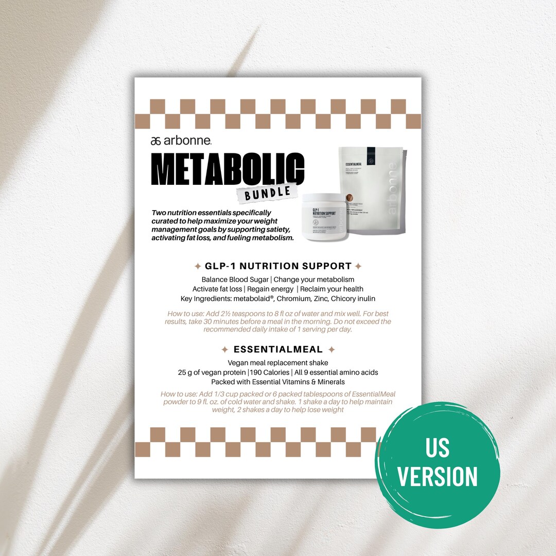 Metabolic Rack Card Arbonne Metabolic Bundle Card | 5x7 Inch Digital File | Instant ...